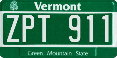 VT license plate ZPT911