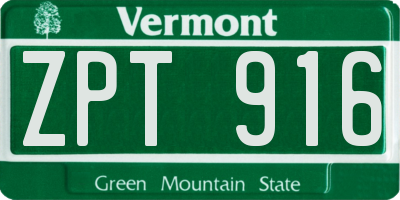 VT license plate ZPT916