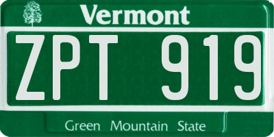 VT license plate ZPT919