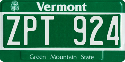 VT license plate ZPT924