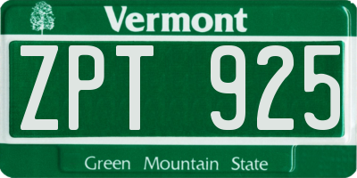 VT license plate ZPT925