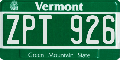 VT license plate ZPT926