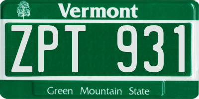 VT license plate ZPT931