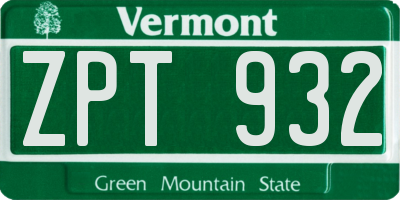 VT license plate ZPT932