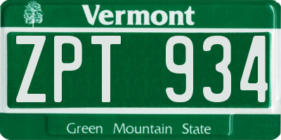 VT license plate ZPT934