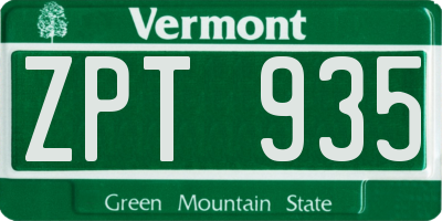 VT license plate ZPT935