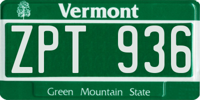 VT license plate ZPT936