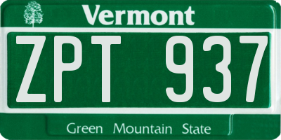 VT license plate ZPT937