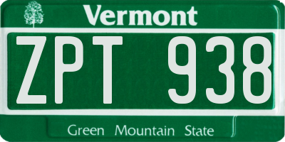 VT license plate ZPT938