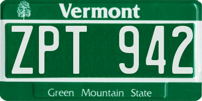 VT license plate ZPT942