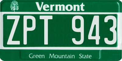 VT license plate ZPT943