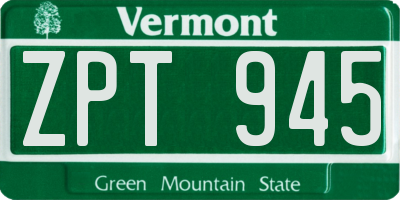 VT license plate ZPT945