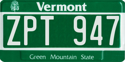 VT license plate ZPT947