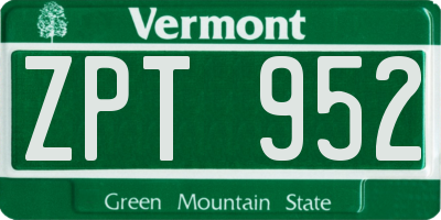 VT license plate ZPT952
