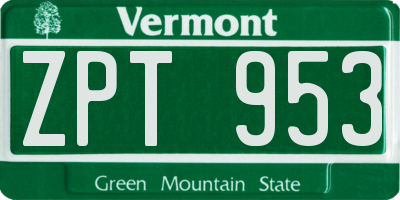 VT license plate ZPT953