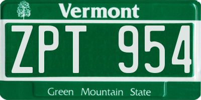 VT license plate ZPT954