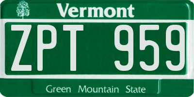 VT license plate ZPT959