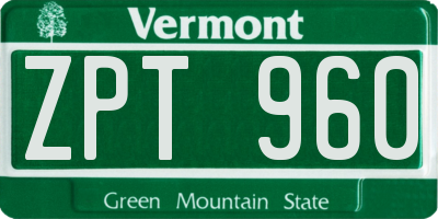 VT license plate ZPT960