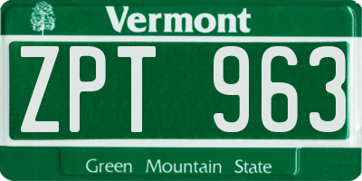 VT license plate ZPT963