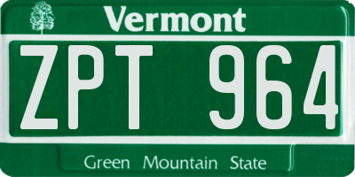 VT license plate ZPT964
