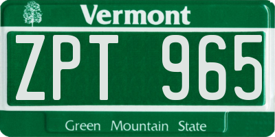 VT license plate ZPT965