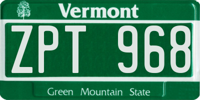 VT license plate ZPT968