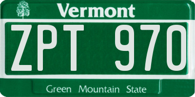 VT license plate ZPT970