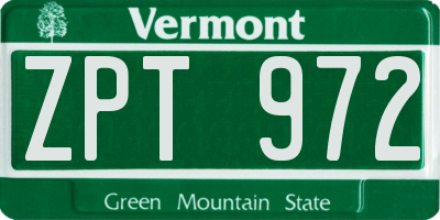 VT license plate ZPT972
