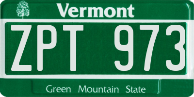 VT license plate ZPT973