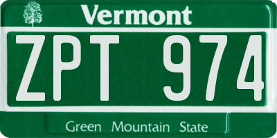 VT license plate ZPT974