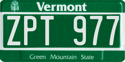 VT license plate ZPT977