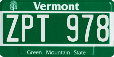 VT license plate ZPT978
