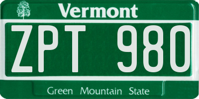 VT license plate ZPT980