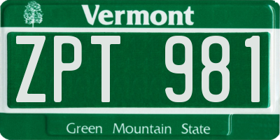 VT license plate ZPT981