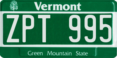 VT license plate ZPT995