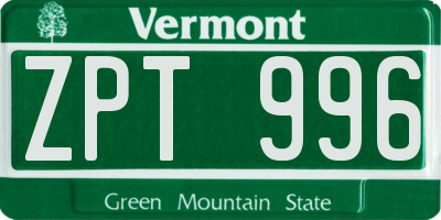 VT license plate ZPT996