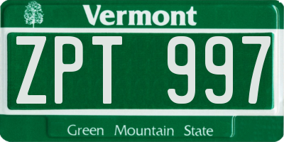 VT license plate ZPT997