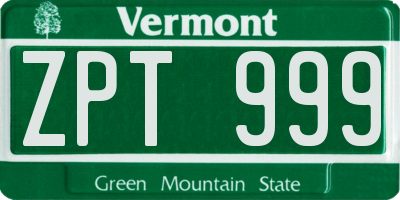 VT license plate ZPT999