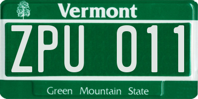 VT license plate ZPU011