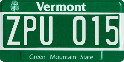 VT license plate ZPU015