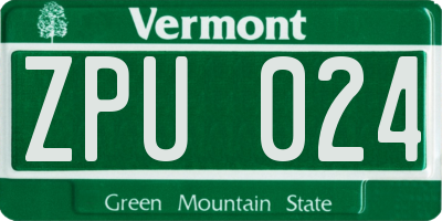VT license plate ZPU024
