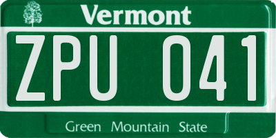 VT license plate ZPU041