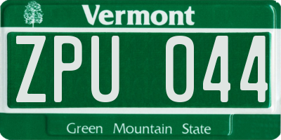 VT license plate ZPU044