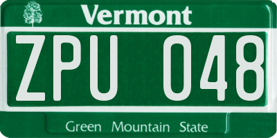 VT license plate ZPU048