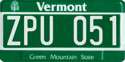 VT license plate ZPU051