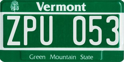 VT license plate ZPU053