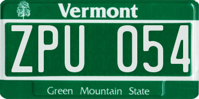 VT license plate ZPU054
