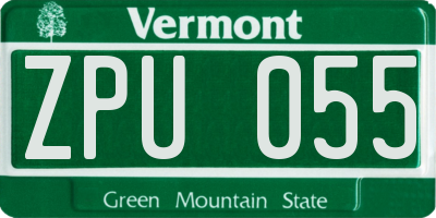VT license plate ZPU055