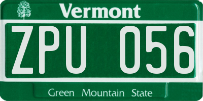 VT license plate ZPU056