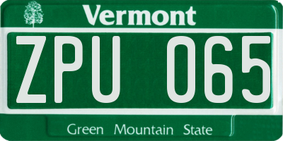VT license plate ZPU065